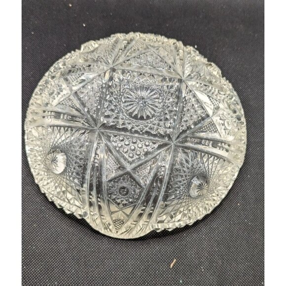 Imperial Cut Glass Candy Dish Bowl Nucut Line Sawtooth Edge 7.5" Christmas - Picture 7 of 7